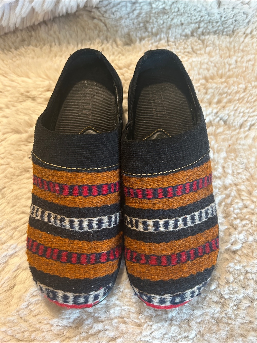 Born Kilim Slip On Clog Mule Woven Wool Aztec Design Size 6
